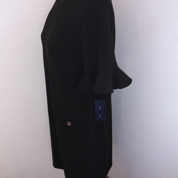 Tommy Hilfiger Black Flutter Sleeve Patch Pocket Shift Dress Size 12 - Picture 2 of 9